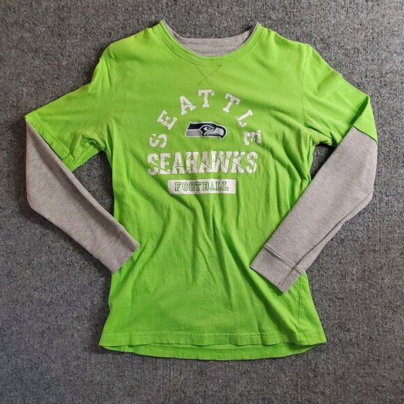 Seattle Seahawks Shirt Adult Womens Large 14/16 Green  Long-Sleeve NFL - Picture 1 of 8